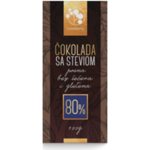 Čokolada 80% kakaa sa stevijom 100g Loveberry