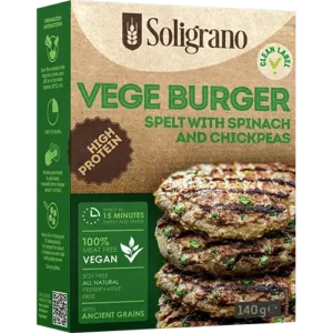 Vege burger spelta sa spanaćem i leblebijem 140 g Soligrano